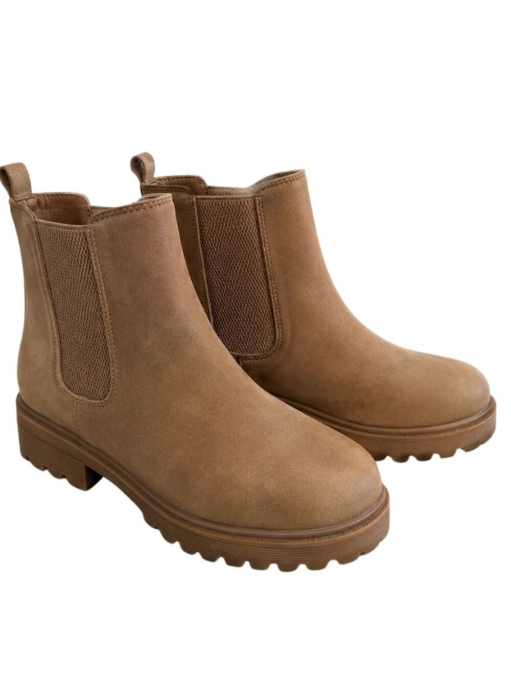 Soda Chelsea Ankle Boots Tan Lug Sole Slip On Chunky Booties Size 10